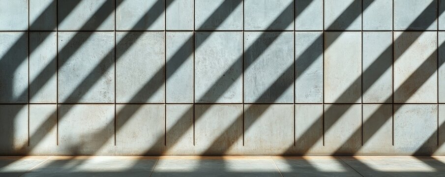 Abstract shadows on a tiled wall create a calming backdrop, perfect for focus and concentration Utilize this image as a visual aid during study sessions, where calm repetitive tasks for structured