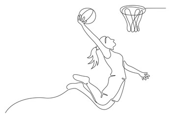 Woman playing basketball, basketball player on basketball court in action