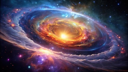 Obraz premium Cosmic Nebula A Celestial Dance of Light and Color in the Vast Expanse of Space