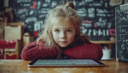 Discover engaging math for kids with interactive tablet learning Explore accessible online courses designed for children's education See the joy of a young girl learning math using digital tools Find