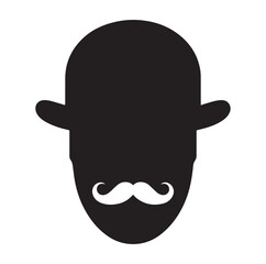 Bowler Hat Face silhouette vector illustration