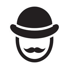 Bowler Hat Face silhouette vector illustration