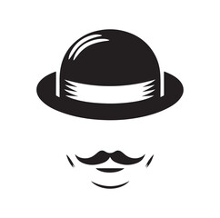 Bowler Hat Face silhouette vector illustration