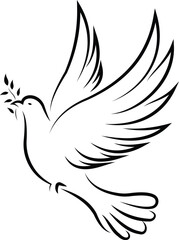 Dove of peace flying with green olive branch