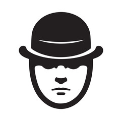 Bowler Hat Face silhouette vector illustration