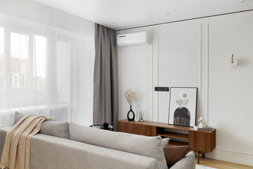 interior design. interior photography of an apartment for rent. One-room apartment with a simple and cozy design. High quality photo