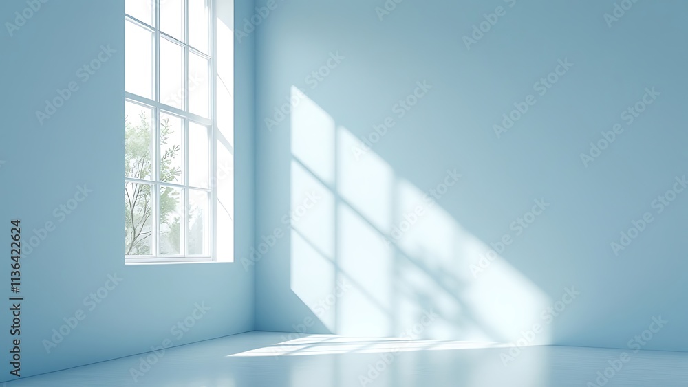 Poster light soft minimal background mockup for product presentation corner of room with shadows from diffe