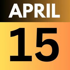 April 15 . gradient Style calendar .date ,day, month ,the month of April