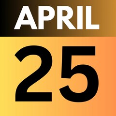 April 25 . gradient Style calendar .date ,day, month ,the month of April