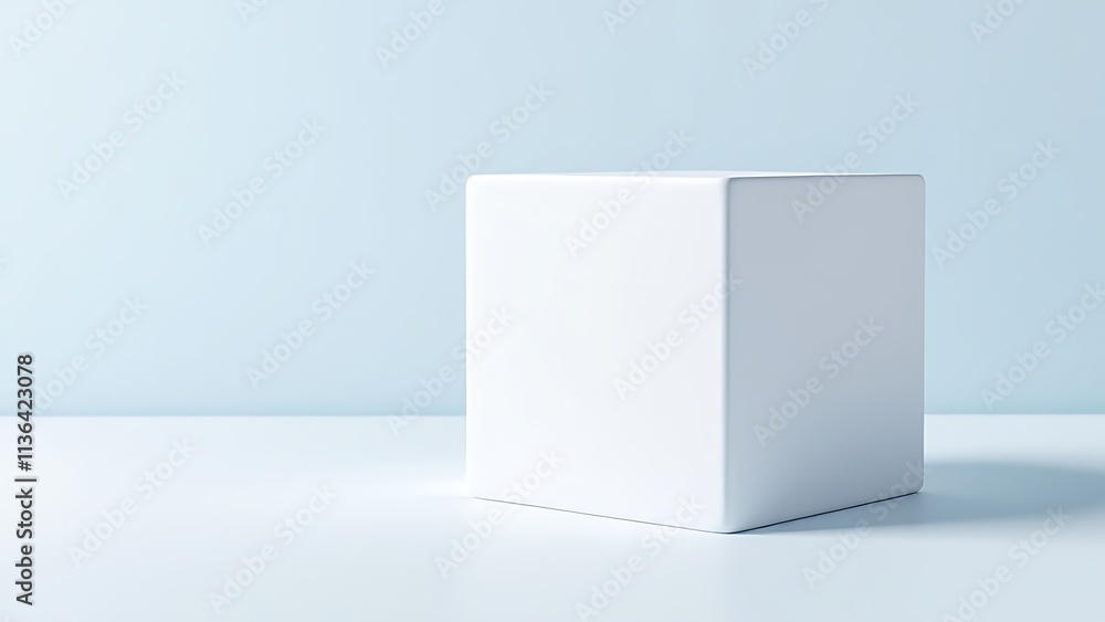 Poster white cube podium platform isolated on png 3d geometric background of blank box product stage stand 