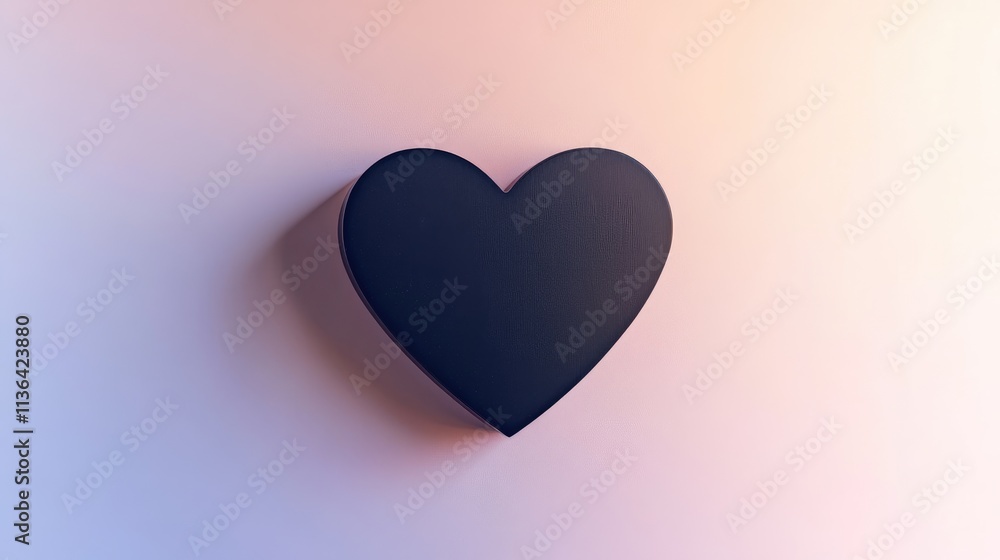 Aufkleber black heart shape on soft gradient background for creative use