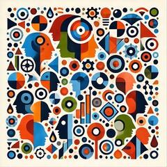 Obraz premium Seamless Pattern of Abstract Shapes Representing Diversity 