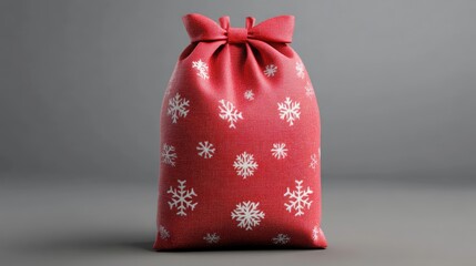 Red Christmas Gift Bag with White Snowflake Pattern and Bow