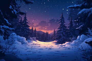 Fototapeta premium snowy forest and fir branches 