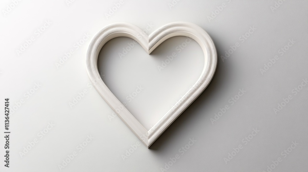 Poster elegant white heart shape on soft gray background for design use
