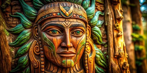 Ancient Tree Bark Hieroglyphs: Mystical Portrait Photography