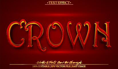 Crown Vector Text Effect Editable Alphabet Elegance Glory Prestige