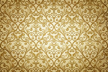 Antique Gold Arabesque Seamless Pattern, Minimalist Background, Elegant Scrollwork Design