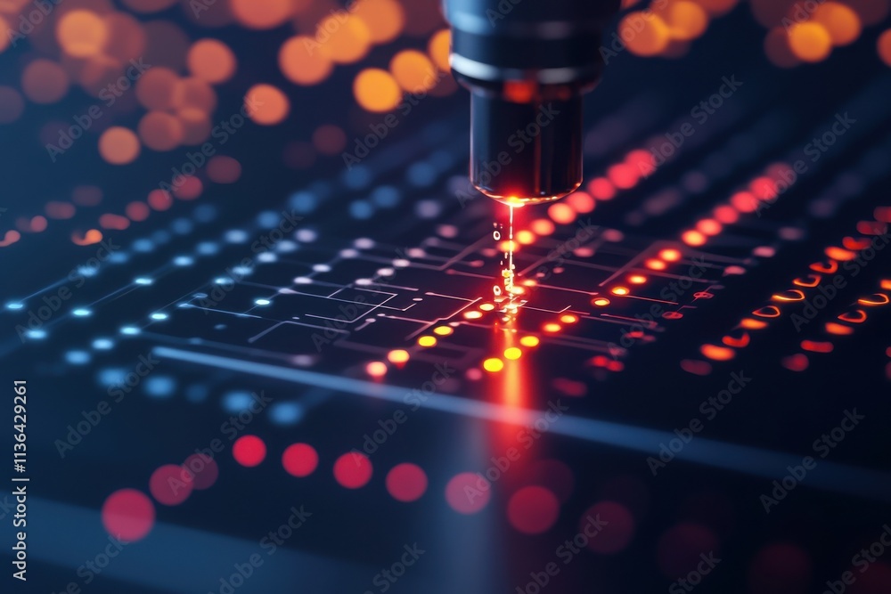 Poster nanobots editing dna strand in a high-tech laboratory closeup image futuristic environment scientifi