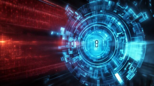 Digital graphics depict essential cybersecurity themes, highlighting encryption and data protection in a modern context
