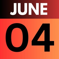 June 4 . gradient Style calendar .date ,day, month , the month of June