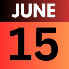 June 15 . gradient Style calendar .date ,day, month , the month of June