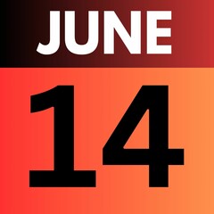 June 14 . gradient Style calendar .date ,day, month , the month of June