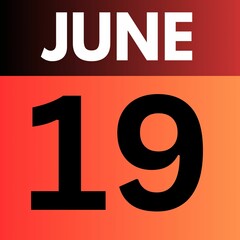 June 19 . gradient Style calendar .date ,day, month , the month of June