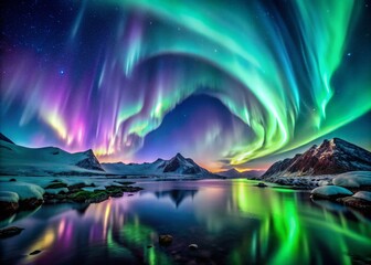Aurora Borealis, Northern Lights, Polar Lights, Celestial Arch, Ethereal Glow, Arctic Lights, Night Sky, Aurora Photography, Magical Lights,  Mystical Aurora,  Winter Wonderland,  Arctic Landscape, 