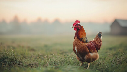 Fototapeta premium rooster in the field