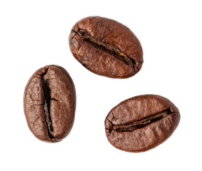 roasted coffee beans on transparent background. png file
