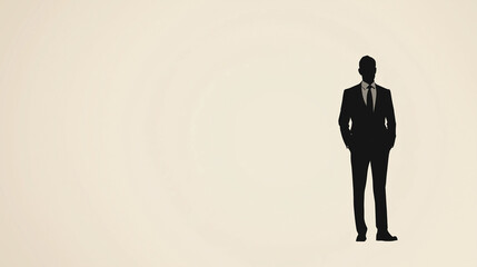 Obraz premium A minimalist silhouette of a famous business icon, such as a prominent entrepreneur, standing confidently.