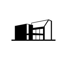 Modern Architectural Icon: Stylish Black and White Illustration of a Contemporary Building Design 