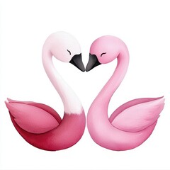 Naklejka premium Two charming flamingos in a playful pose, symbolizing love and companionship.