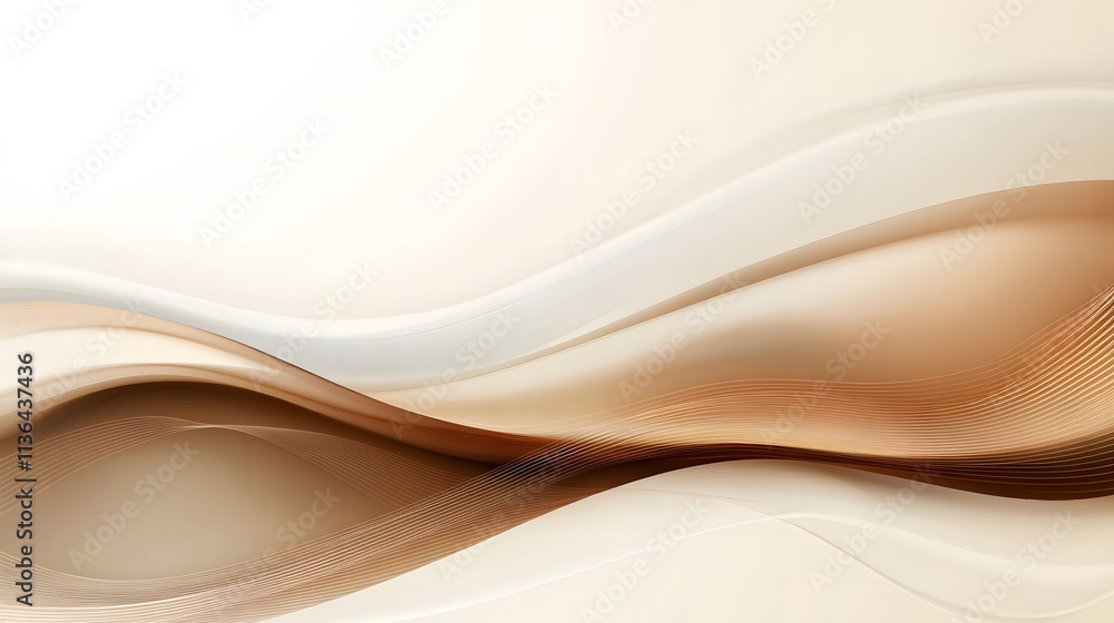 Aufkleber soft beige and cream waves create an elegant flowing background for modern designs, ideal for use in