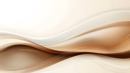Obraz premium Soft Beige and Cream Waves Create an Elegant Flowing Background for Modern Designs, Ideal for Use in Abstract Art, Website Layouts, and Professional Presentations.