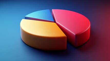 Obraz premium 3D pie chart, a dynamic graphic representing data distribution, ideal for business and financial presentations
