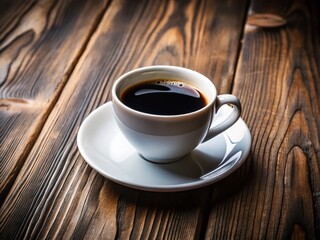 Black Coffee Minimalist Photography: Pure & Authentic Rustic Wooden Table Still Life