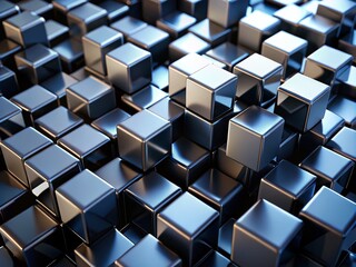 Obraz premium Black Cube Abstract Photography: Close-Up Shot of Multiple Cubes, Geometric Shapes, Minimalist Design, Dark Texture, Monochrome, Abstract Art, Cube Texture