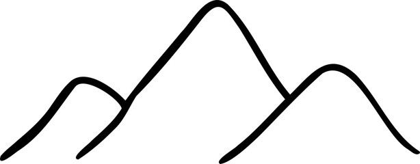 The silhouette of a mountain is a vector icon. Rocky peaks. Mountain ranges. Black and white mountain icon. Vector icon of the mountain.