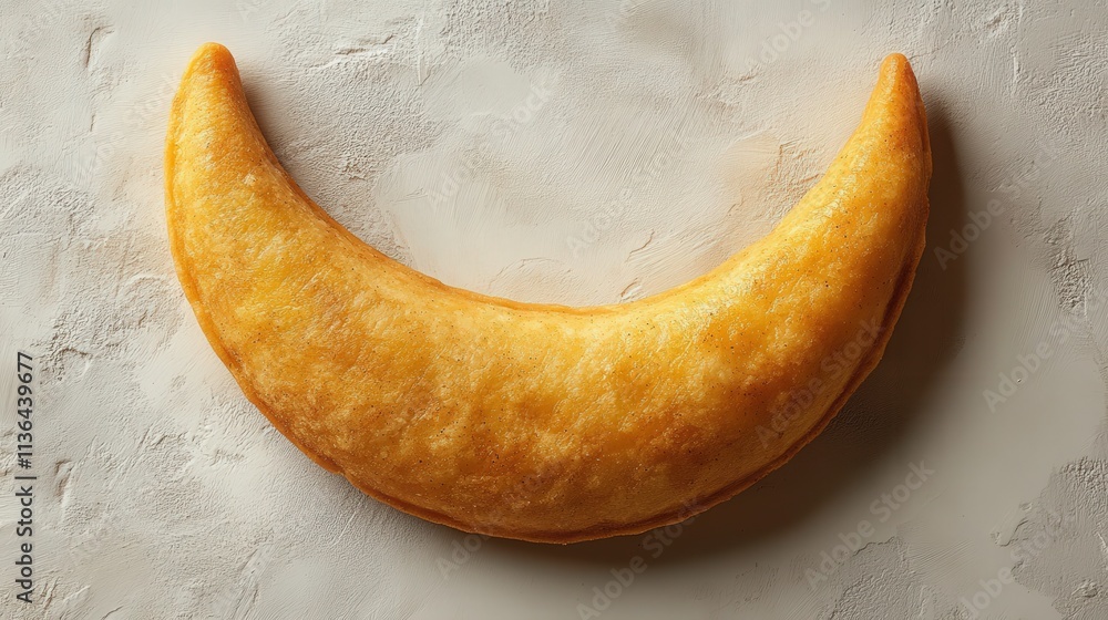 Aufkleber golden crescent shape of soft bread on textured background ideal for culinary and bakery themes in f