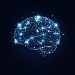 [Digital Brain Art Background] AI Brain Illustration: Neural Network Artwork with Synaptic Connections & Nodes