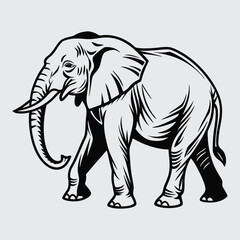 Elephant  image silhouette vector art and illustration