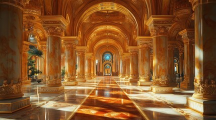 Obraz premium Opulent interior with grand columns and marble flooring