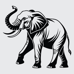 Elephant  image silhouette vector art and illustration