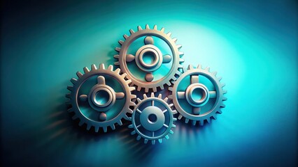 Interlocking Metallic Gears on Teal Background A Symbol of Collaboration and Precision Engineering