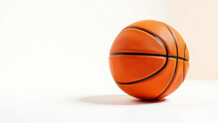 Orange basketball on white background with shadow