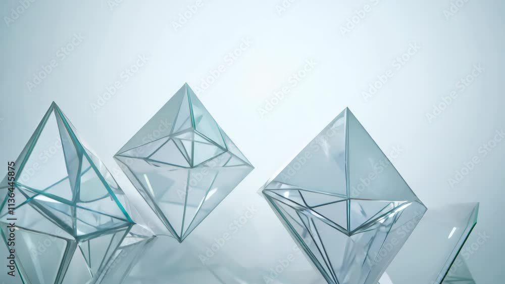 Aufkleber Geometric shapes float gracefully in a serene environment, creating a calming atmosphere with soft lighting