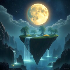 landscape with moon and clouds