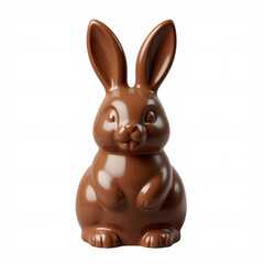 Obraz premium Smooth dark brown chocolate Easter bunny - isolated on white background